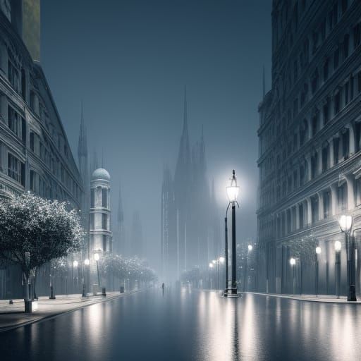 Film Noir Winter Cityscape