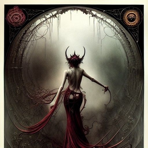 Eldritch Demon Lover in Art Nouveau Style