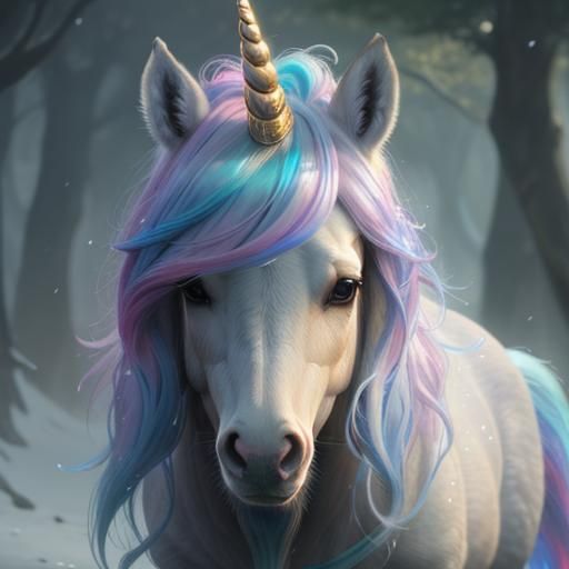 Adorable Chibi Unicorn Portrait in Detailed Matte Style
