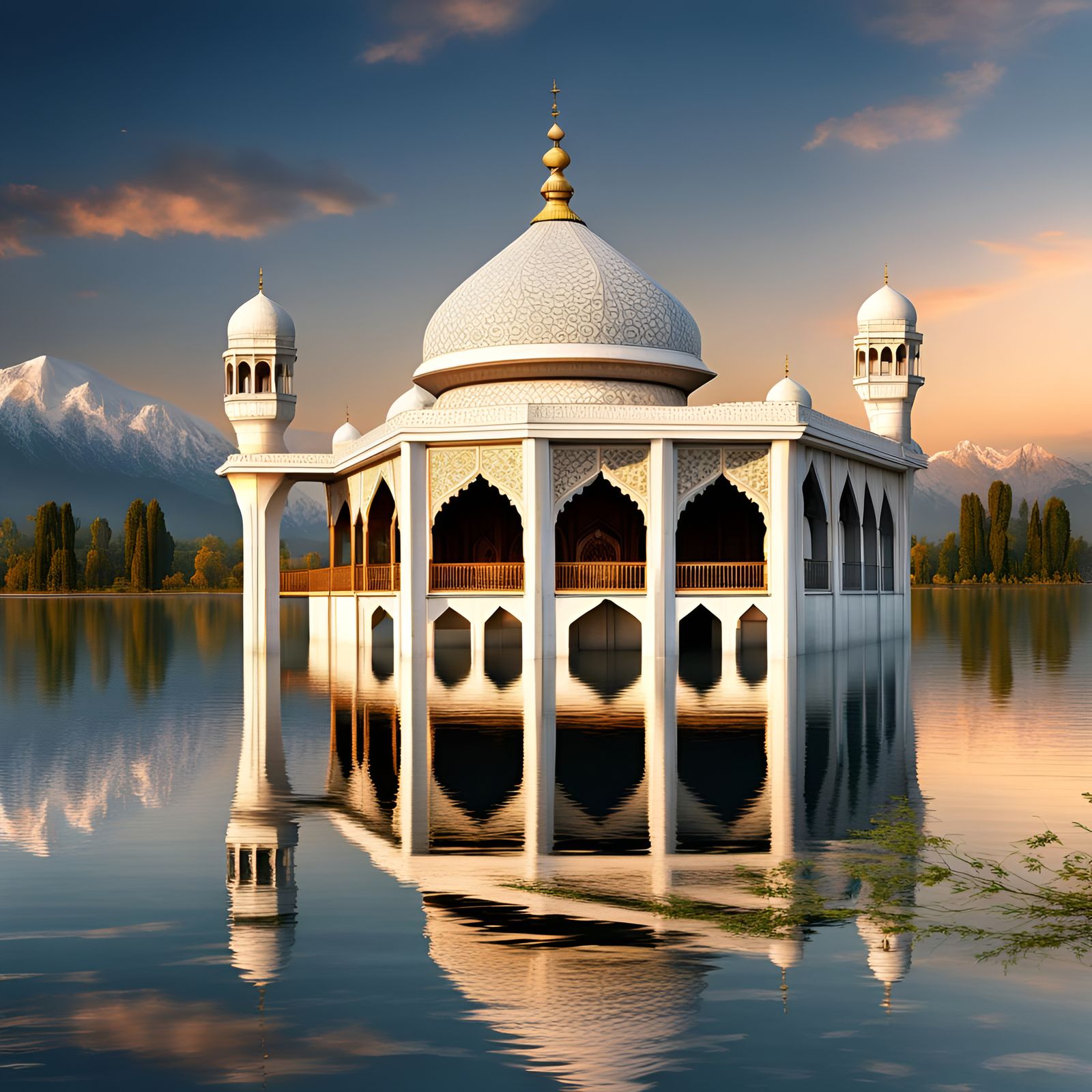 Hazratbal Shrine on Dal Lake: Digital Art