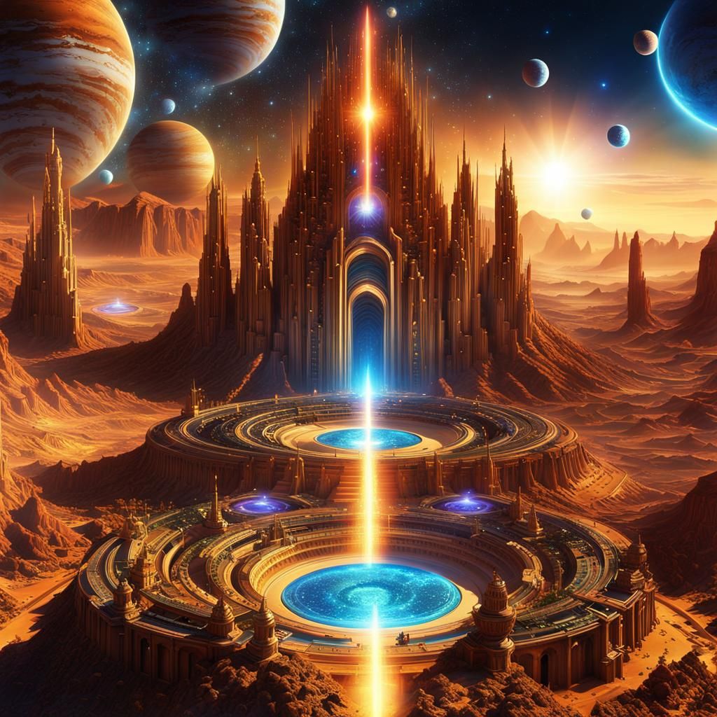 Futuristic Civilization Embedded in Desert Canyon