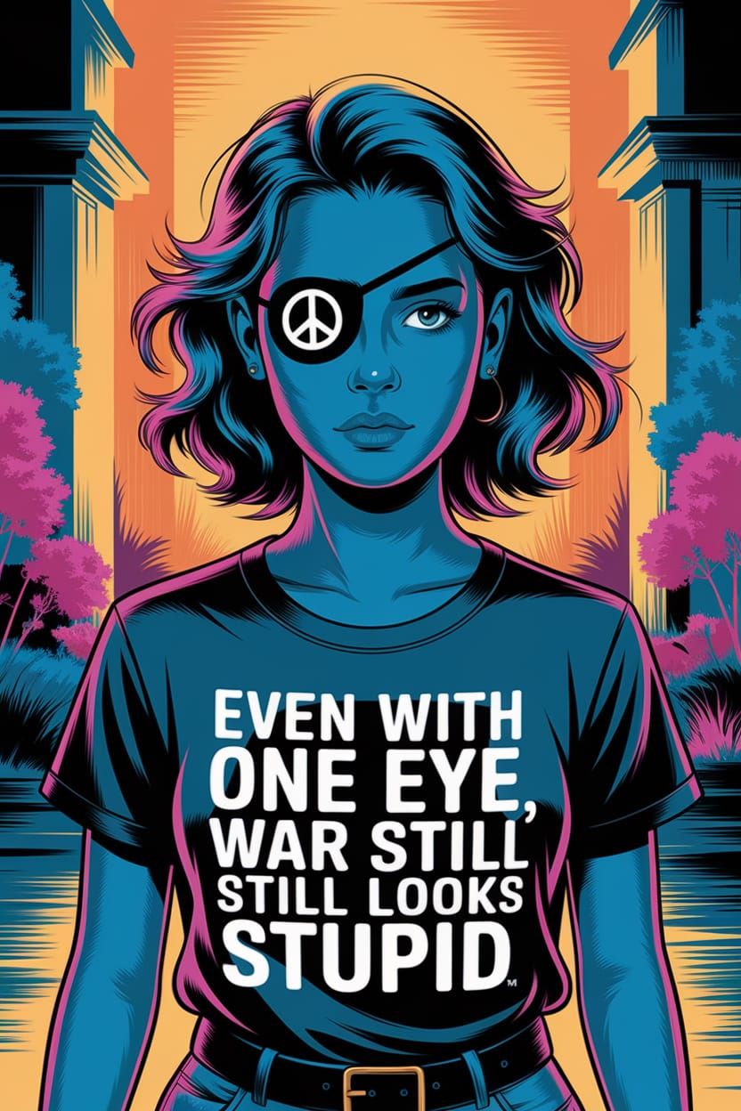 Peaceful Rebel with a Cause in Vibrant Modern Style