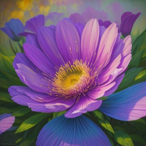 Dreamlike Floral Landscape in Expressionist Oil Painting