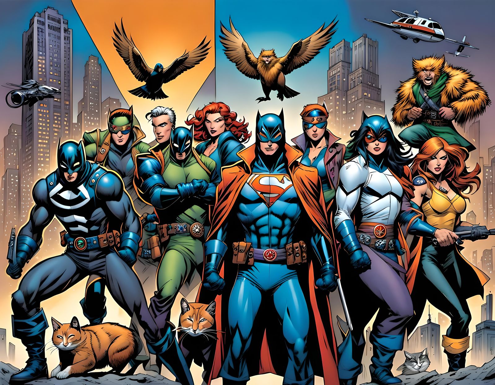 Animal Cyberpunk Heroes Escape, Comic Book Art