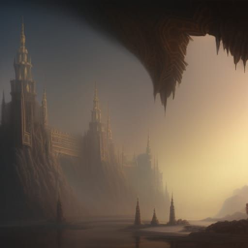 Heavenly Golden Palace Gate in Detailed Matte Painting