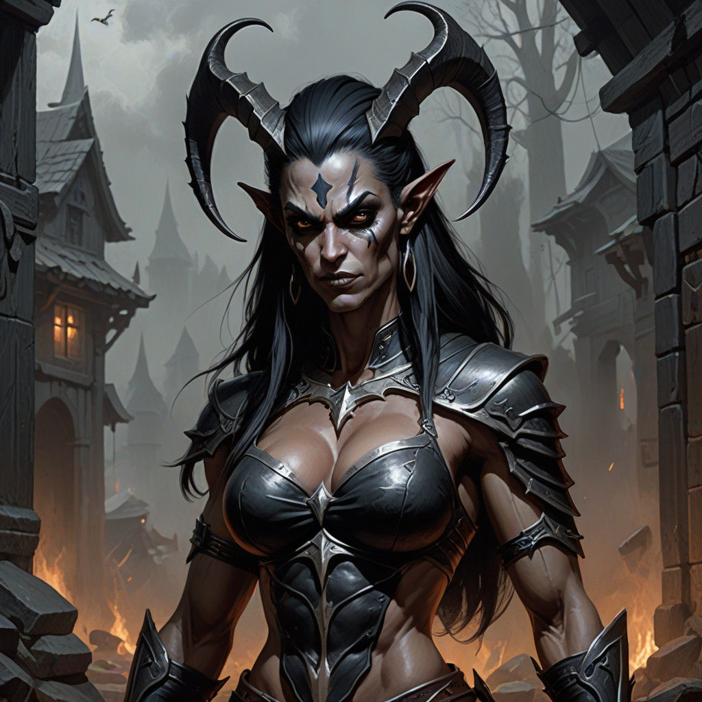 Dark Elf Warrior in Futuristic Armor