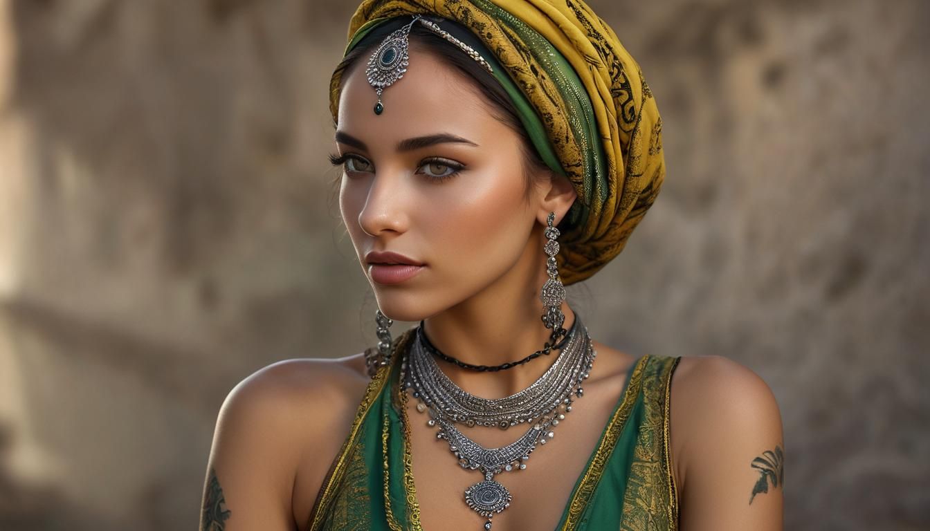 Stunning Algerian Woman Portrait in Traditional Dress