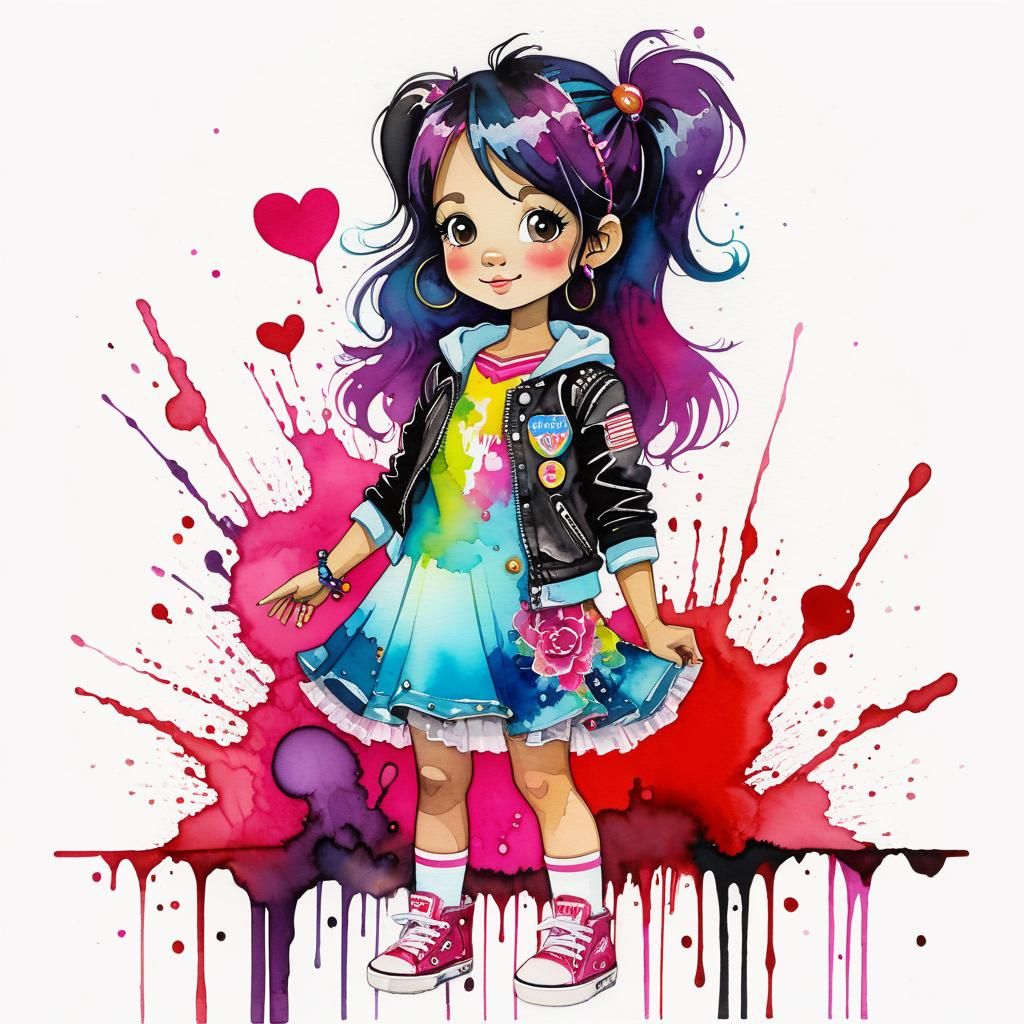 Punky Brewster Portrait in Alcohol-Ink Style