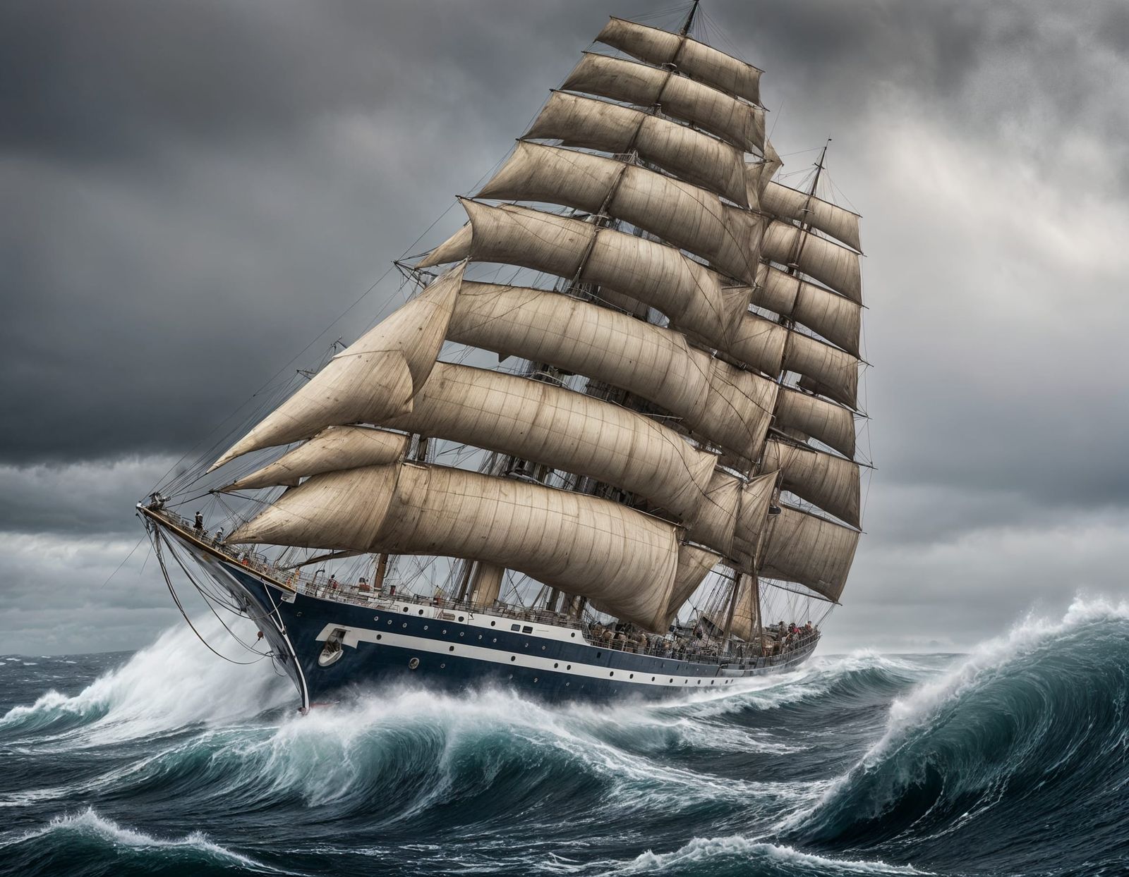English Clipper Ship Sailing Around Cape Horn