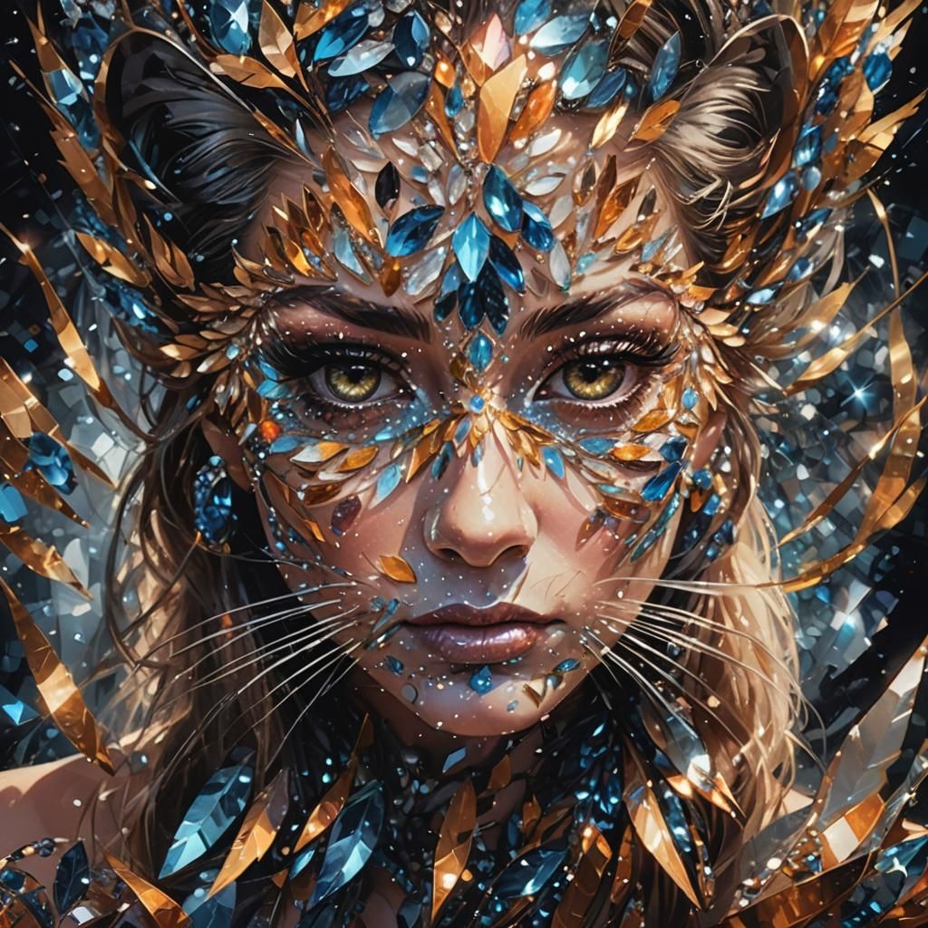 Crystalline Woman Portrait in Hyperrealistic Style
