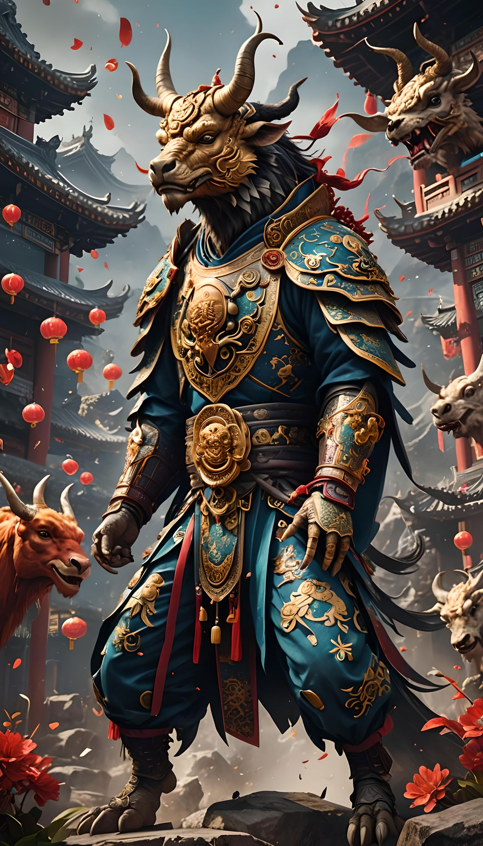 Ox in Chinese Costume: Zodiac Art