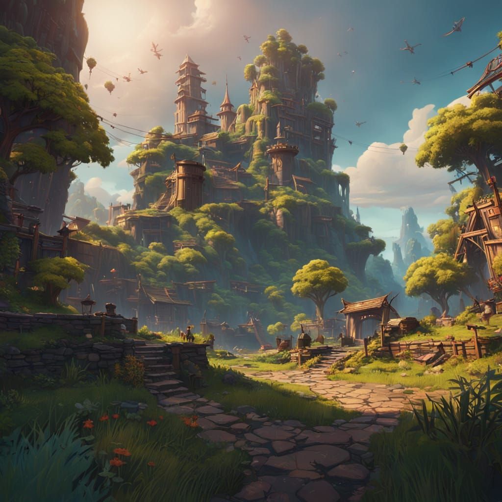 Vibrant Fortnite Fantasy World in Unreal Engine 5 Style