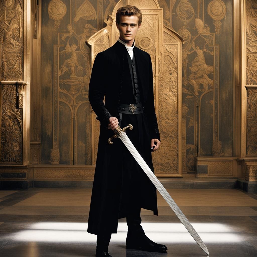 Man in Tuxedo with Medieval Sword