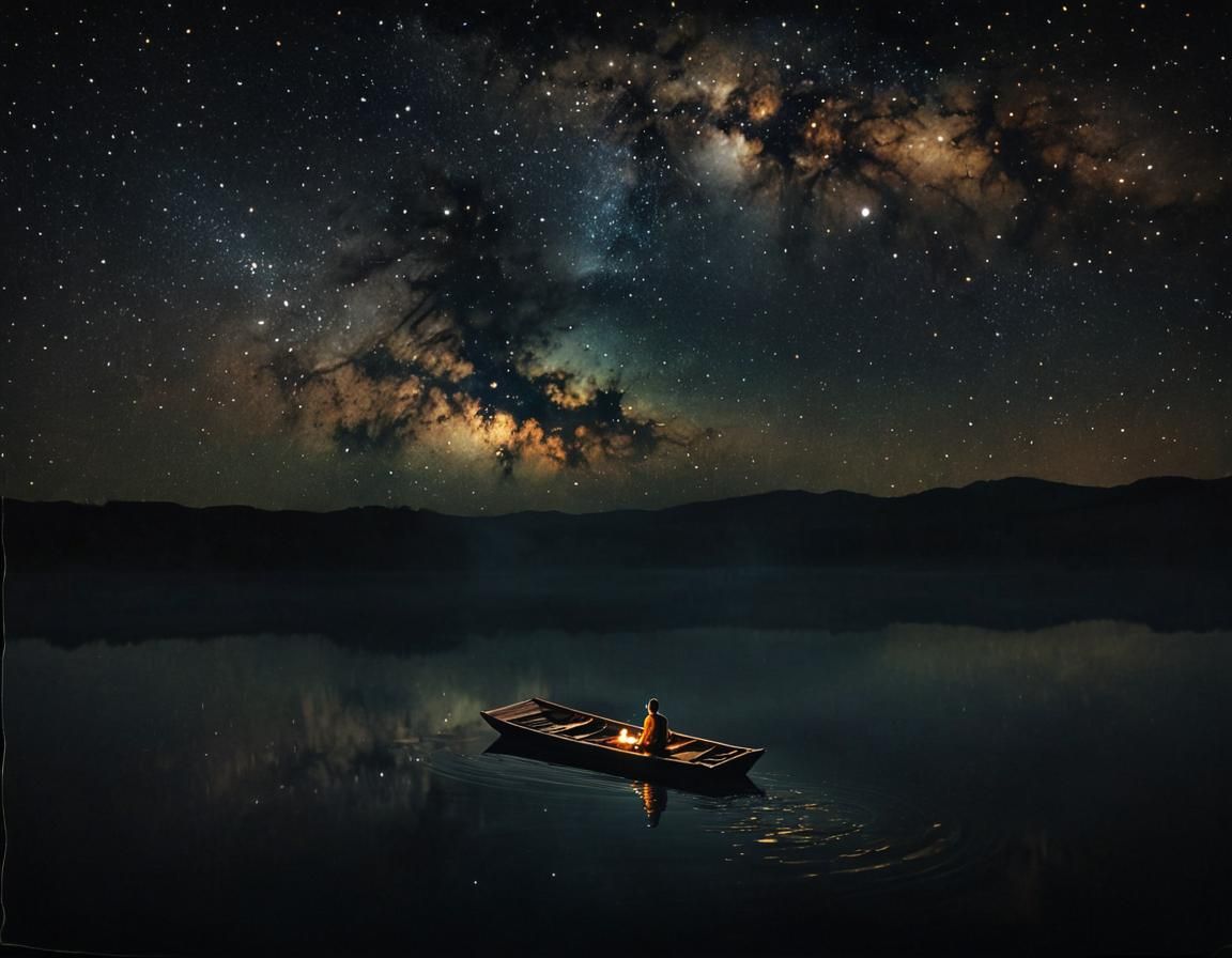 Ethereal Figure Adrift in Starry Abyss