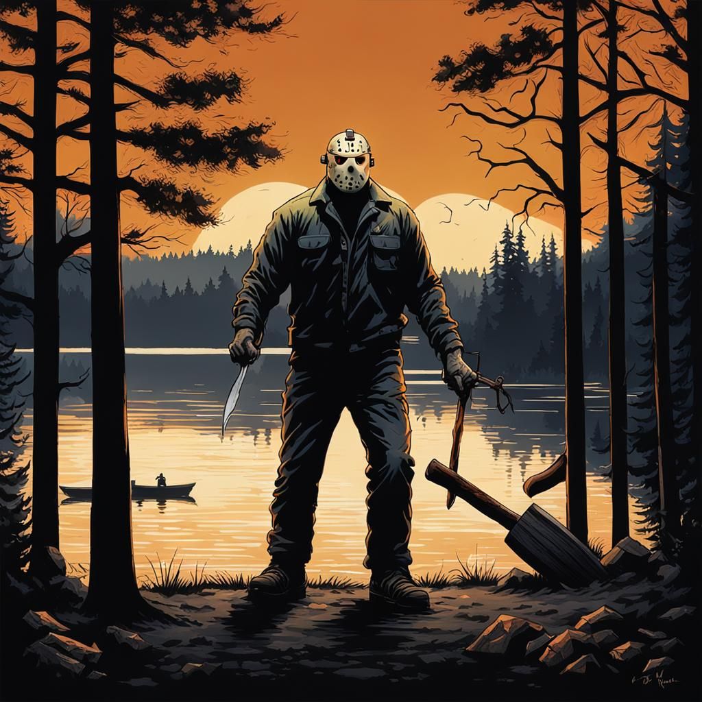 Sinister Figure Approaches Campfire in Woods