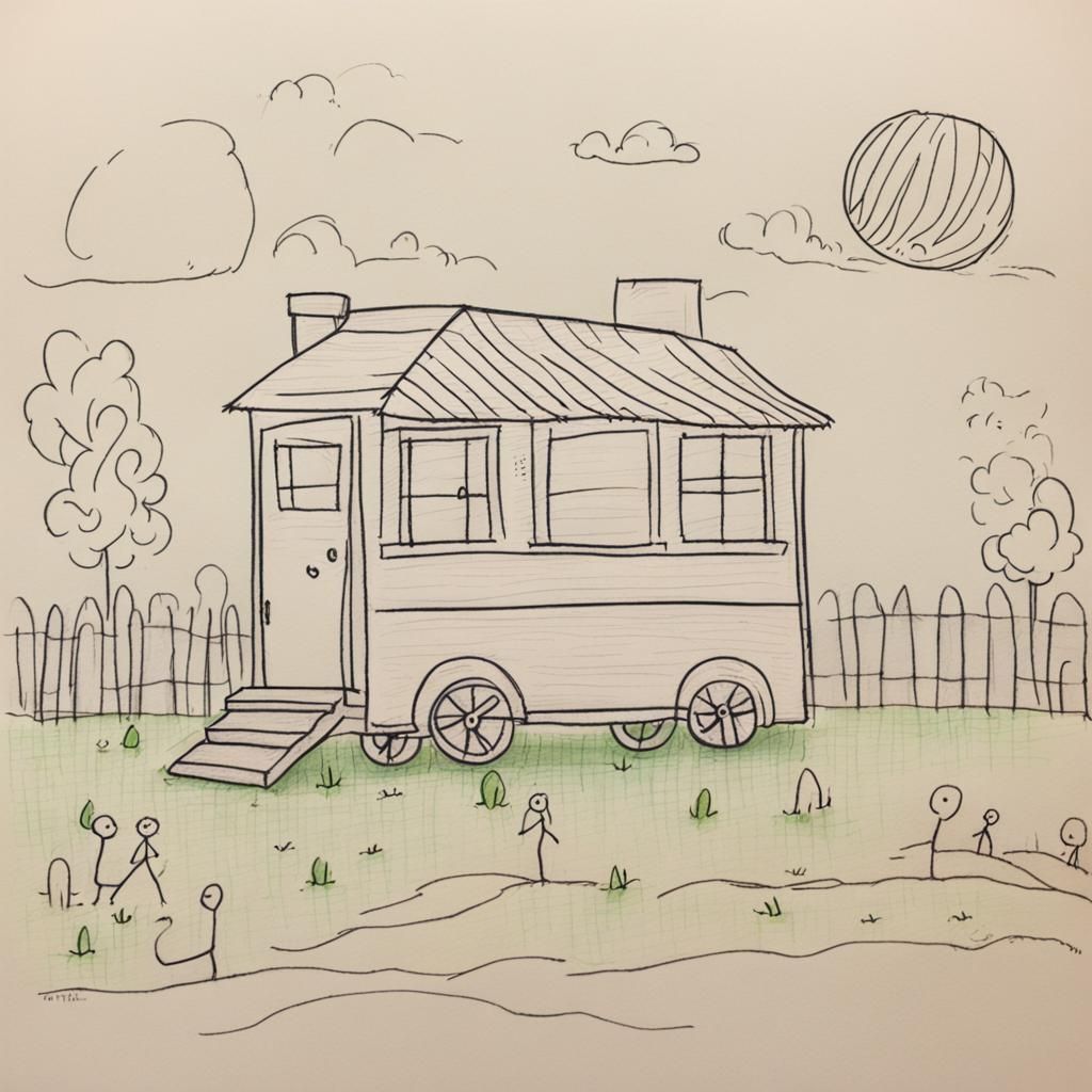 Childlike Crayon Scribble Line Art