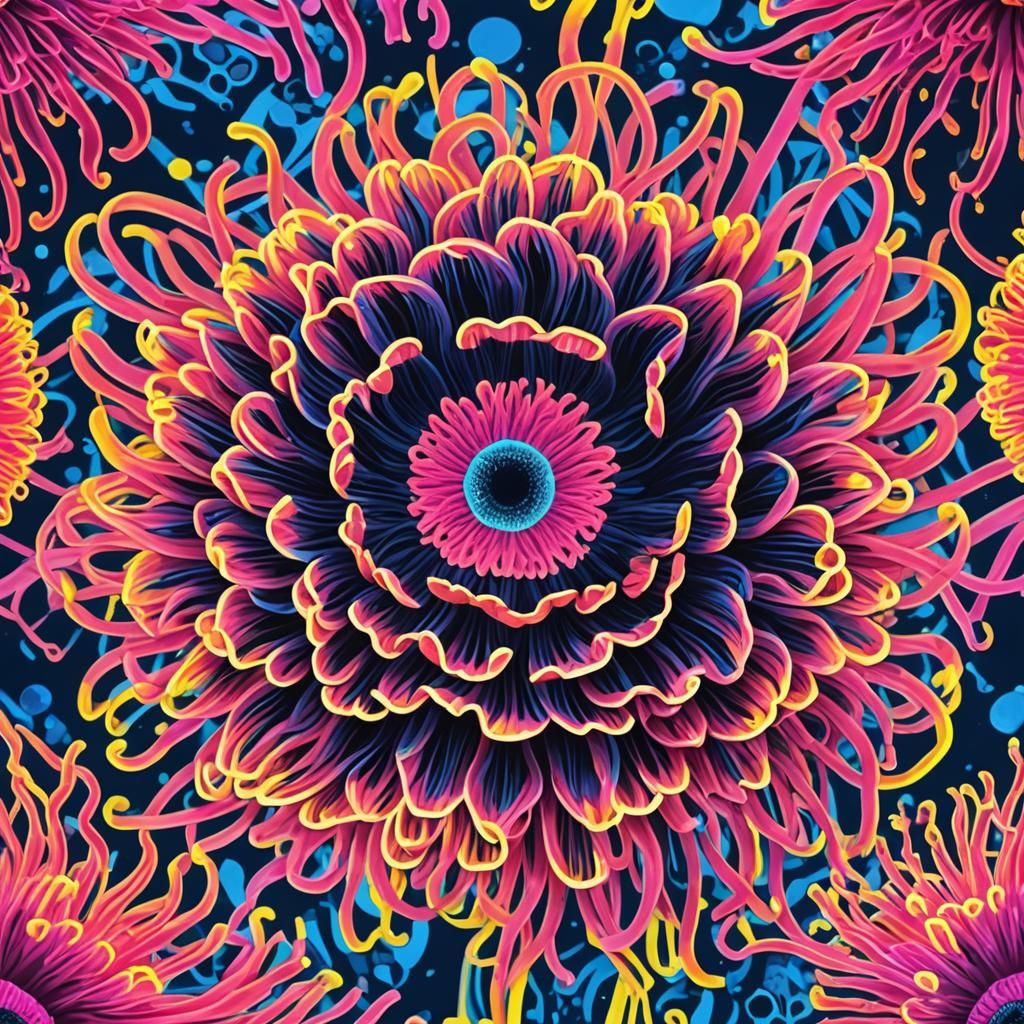 Bioluminescent Sea Anemone Pop Art Print