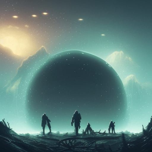 Post-Apocalyptic Night Sky with Falling Stars