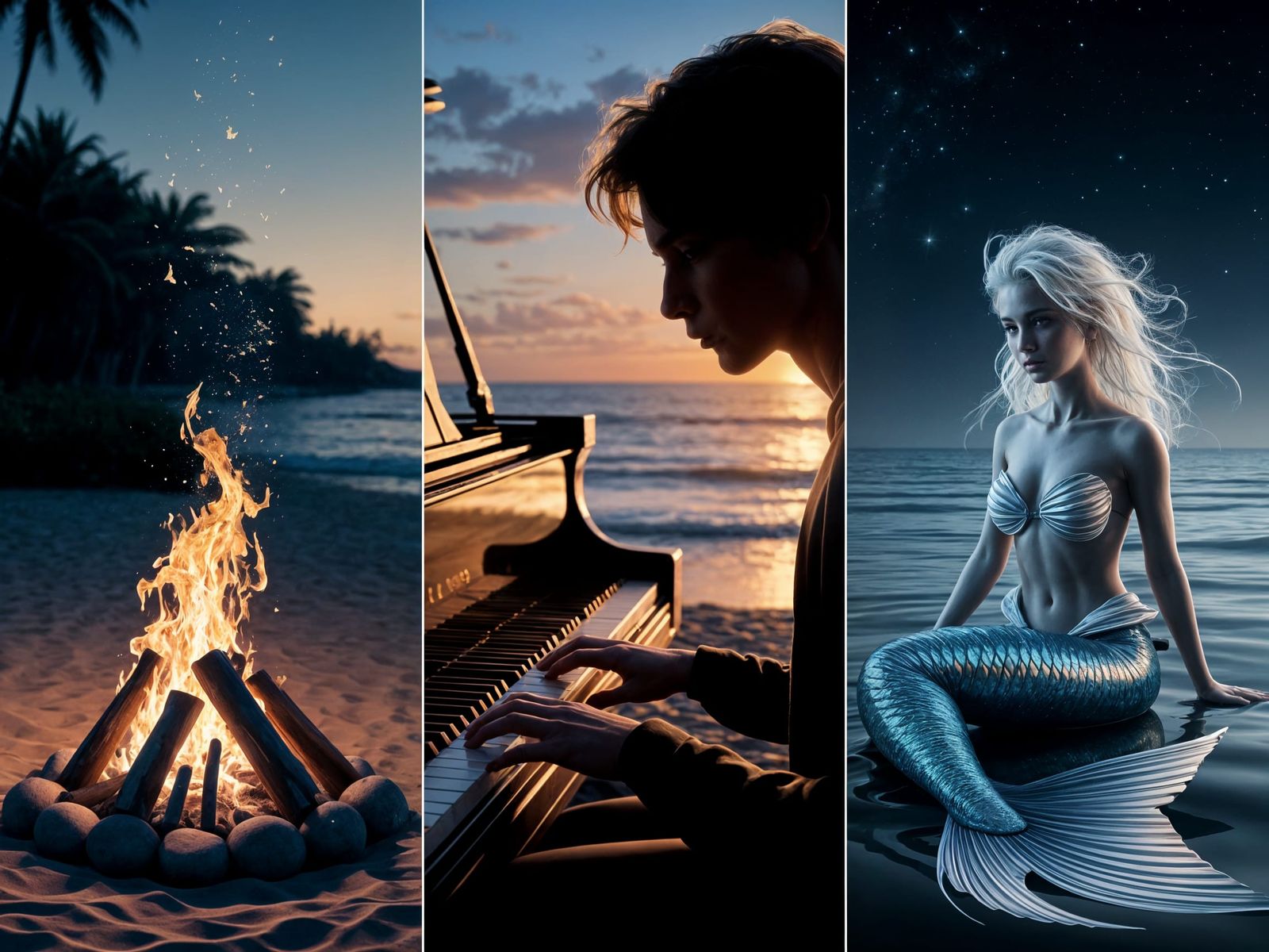 **(( 3 Vertical Panels Concept Art Styled))**,The image should be divided into three sections showcasing different image...