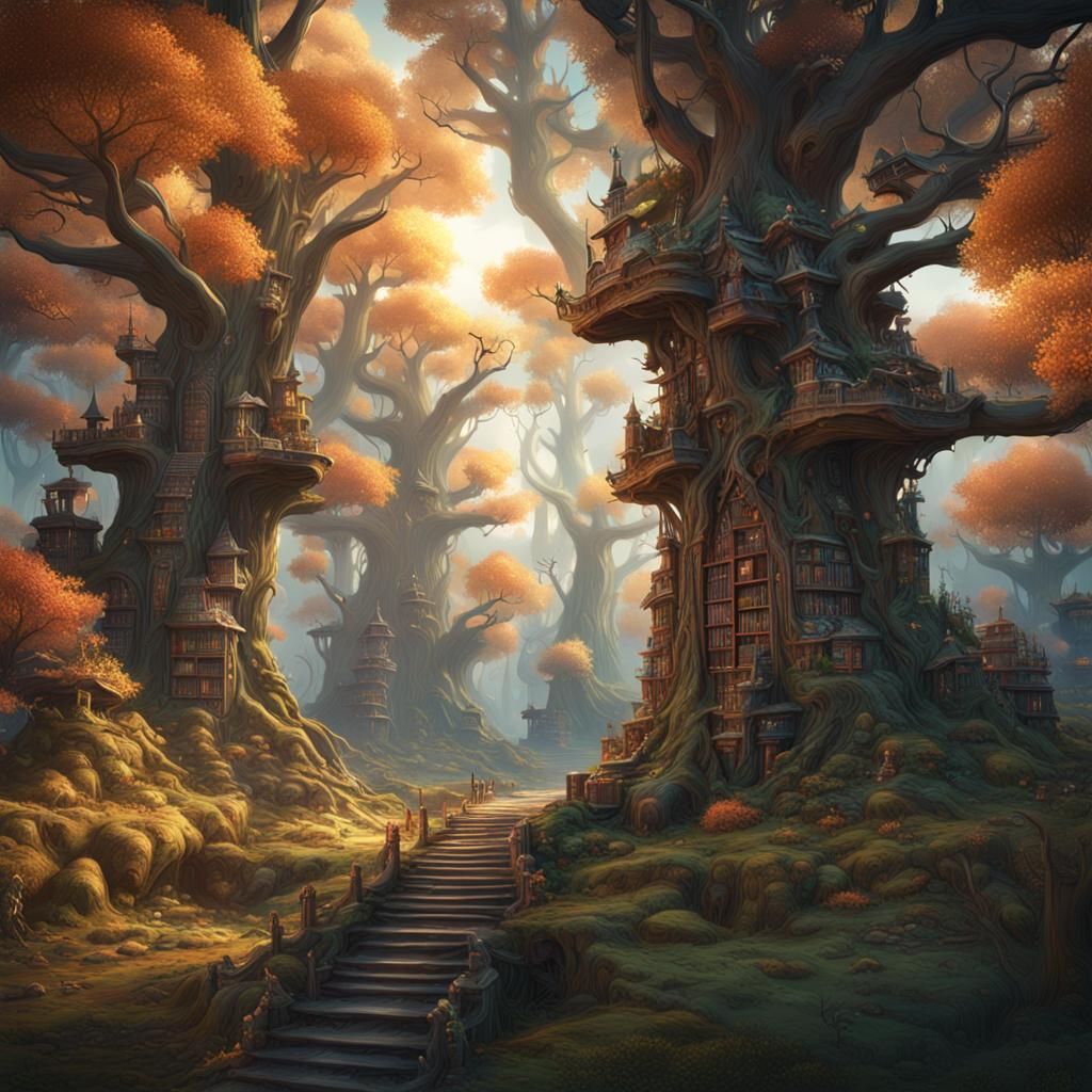 Book Forest: Detailed Fantasy Concept Art