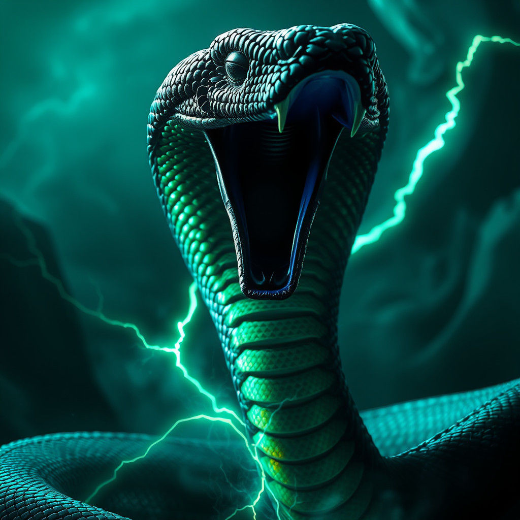 Spectacular Black Cobra in Mystical Environment