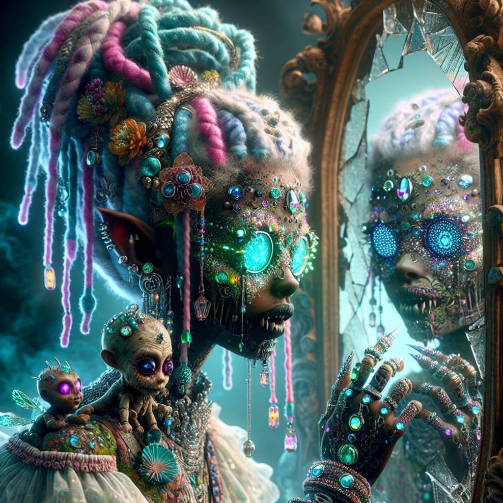 Zombie Faerie with Monster Doll, Matte Painting Style