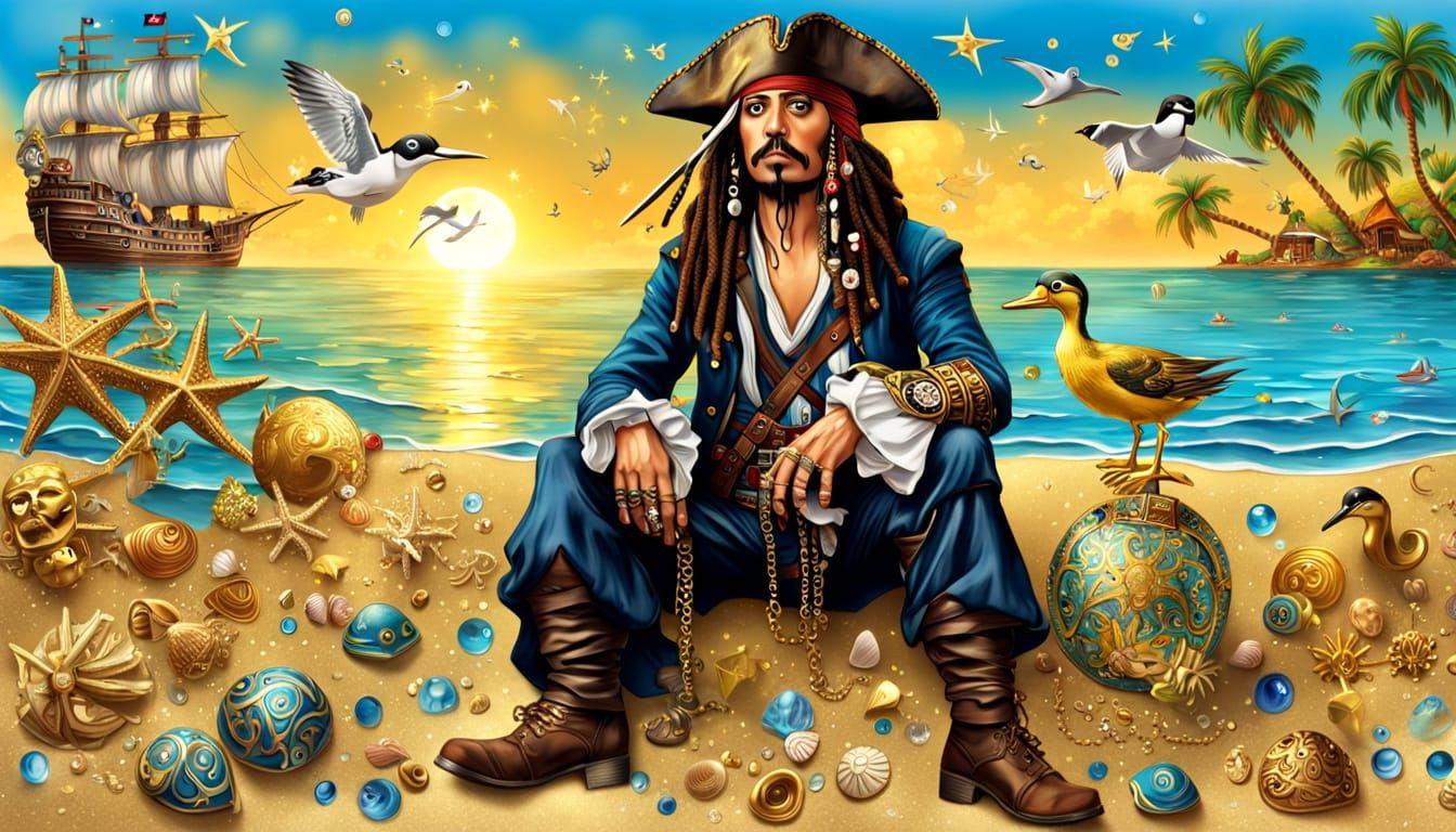 Pirate Jack Sparrow in Art Nouveau Style