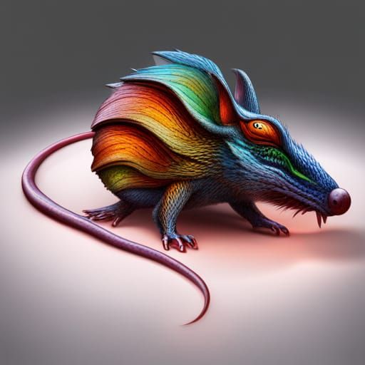 Dragon Scaled Mouse in Hyperrealistic Splash Art