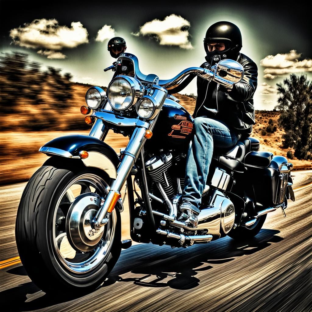 Motorcycle Club Road Trip on Route 66 in HDR