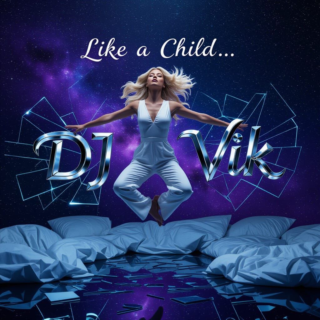 Ethereal Blonde Dancer Floating Among Shattered Glass