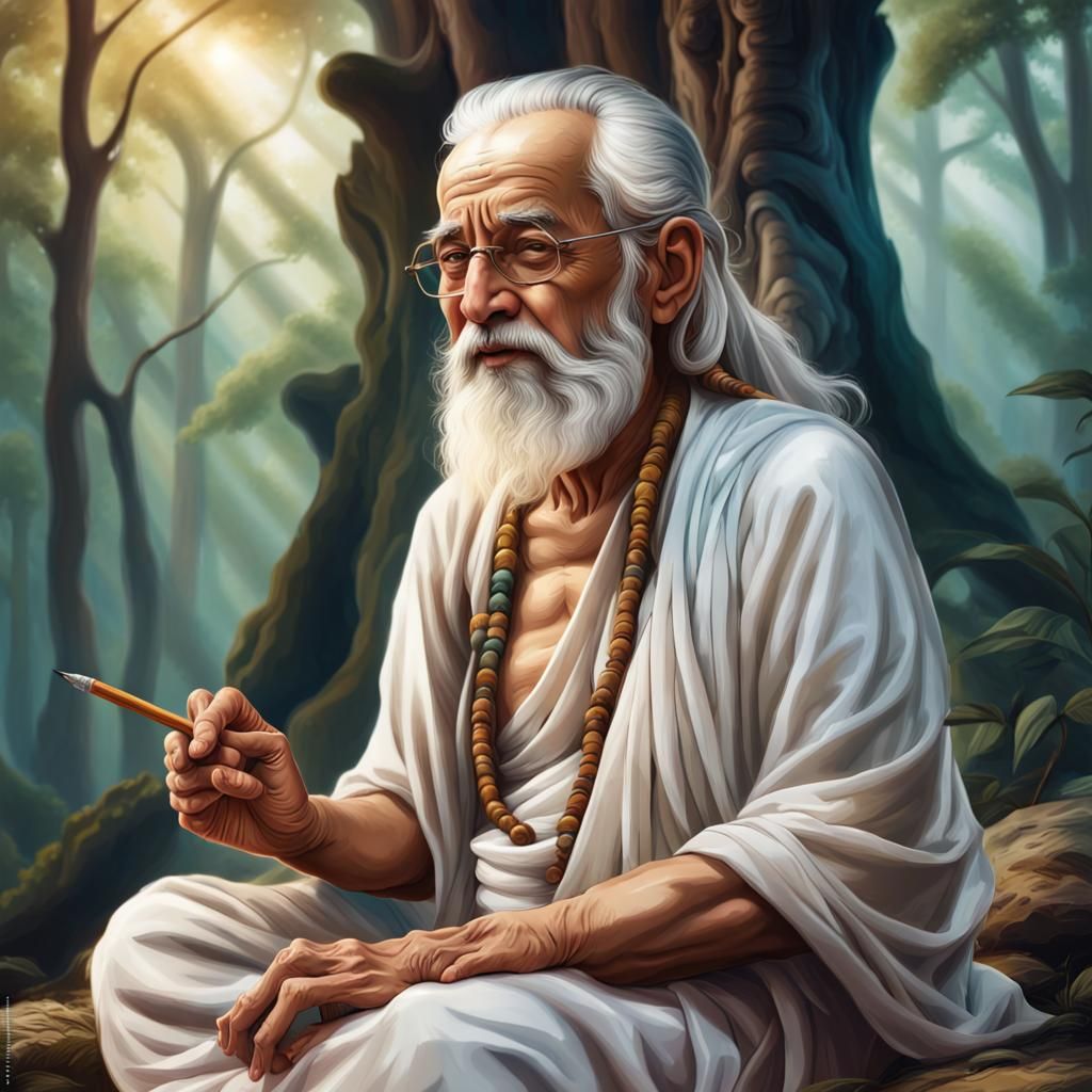 Ancient Indian Sage Ved Vyasa Writing