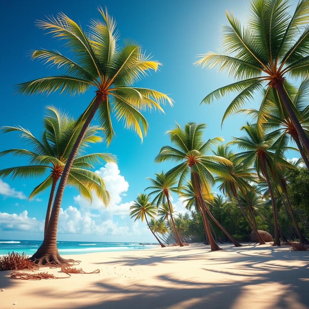 Tropical Palm Trees on Sun-Kissed Beach