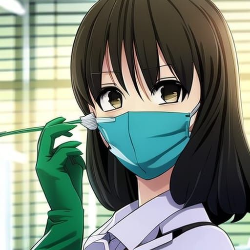 Anime Style Dentist in Green Gloves