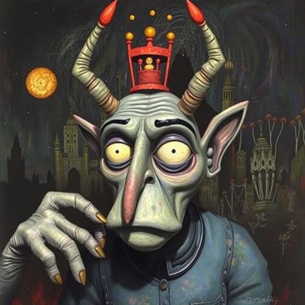 Cubist Horror Art Hybrid in Vibrant Colors