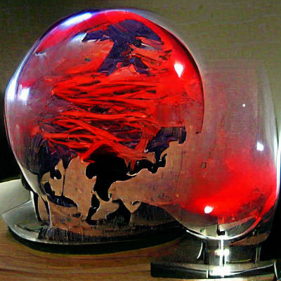 Glass Globe Containing Red Thunderstorm