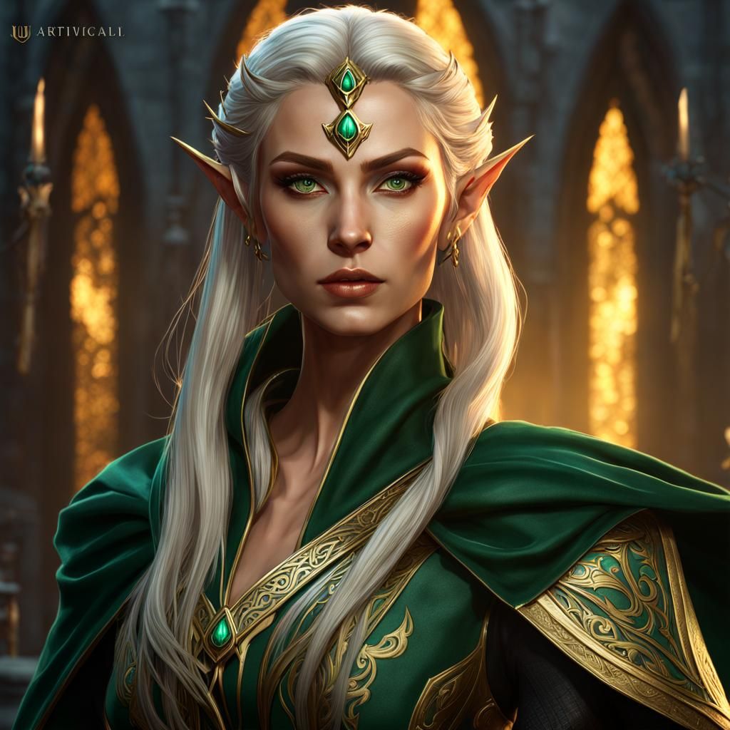 High Elf Rogue in Detailed Matte Painting Style