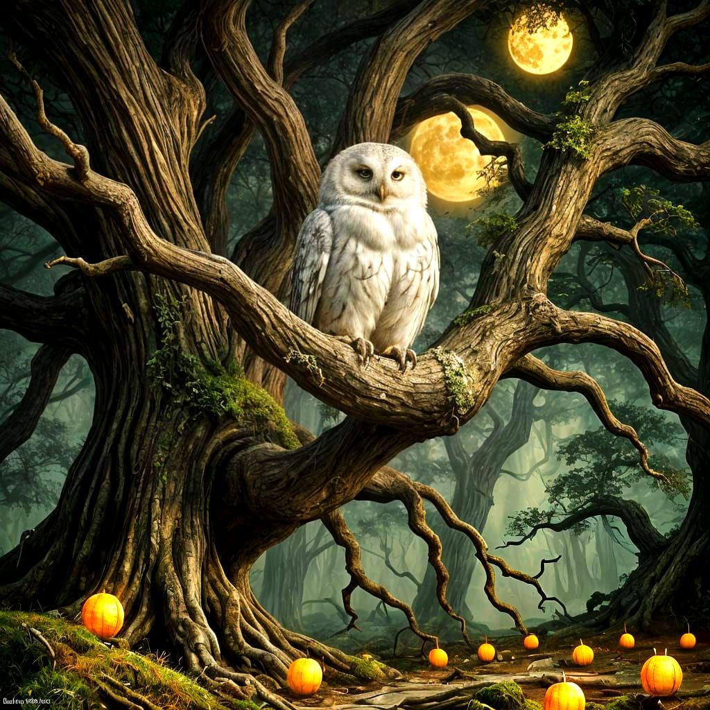 Majestic Owl in Moonlit Forest Fairytale Cover Art