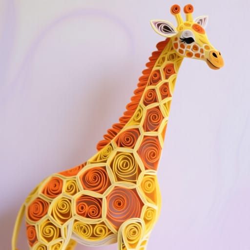 Quilled Paper Giraffe in Folk Art Style