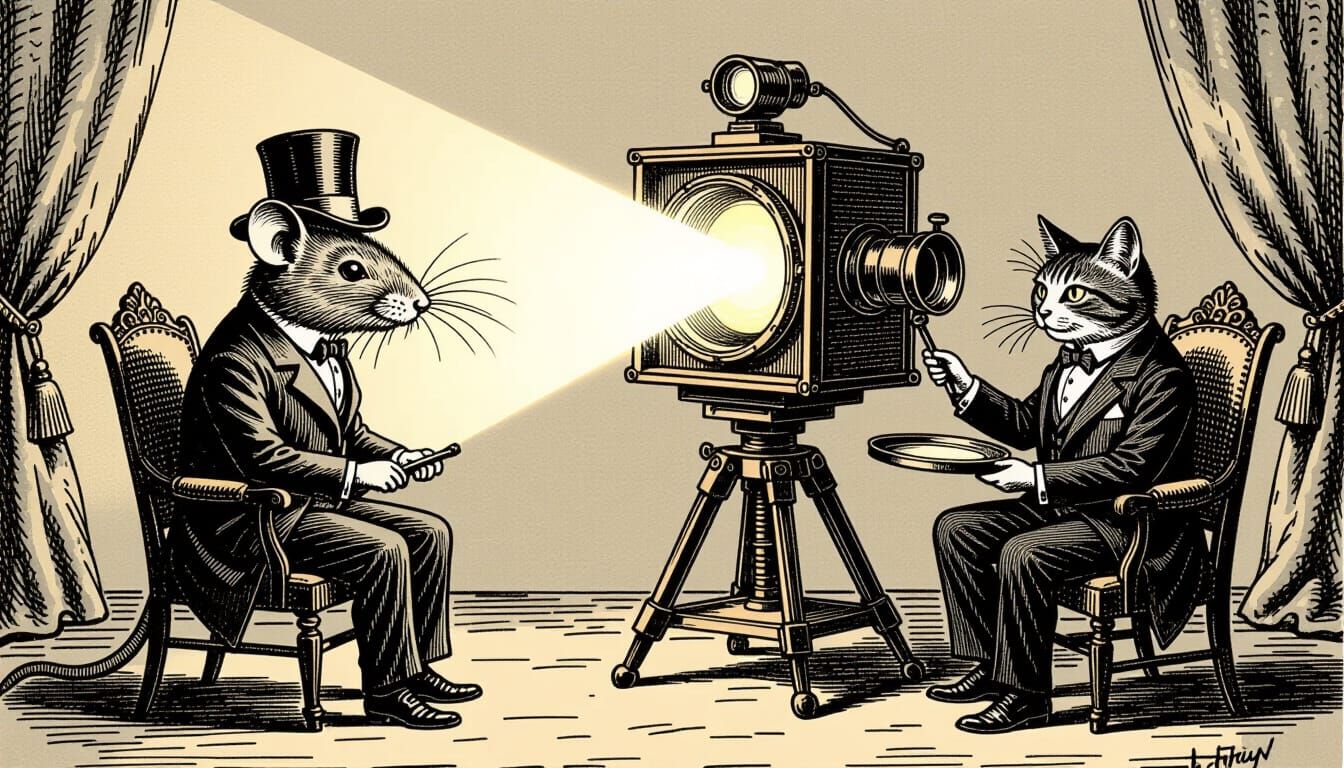 Victorian Illustration: Camera Obscura Operated by Animals