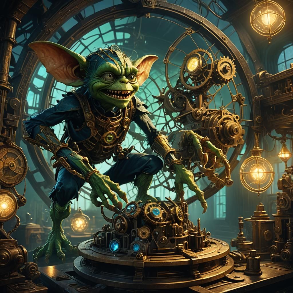 Mischievous Gremlin in Clockwork Laboratory: Detailed Matte ...