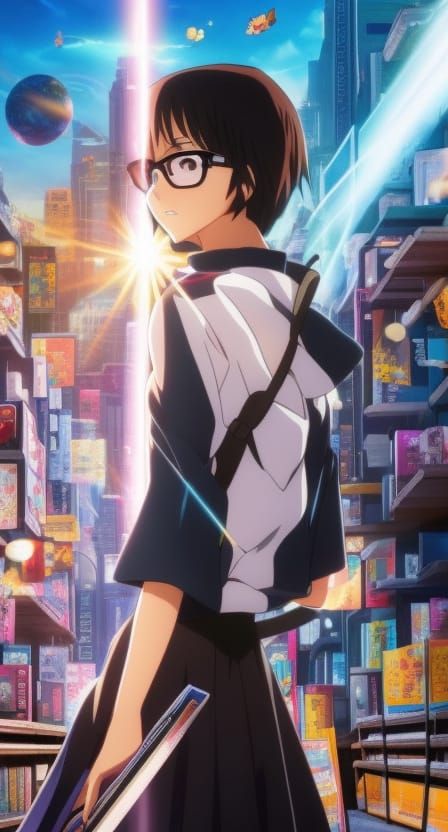 Cheerful Anime Schoolgirl Movie Poster