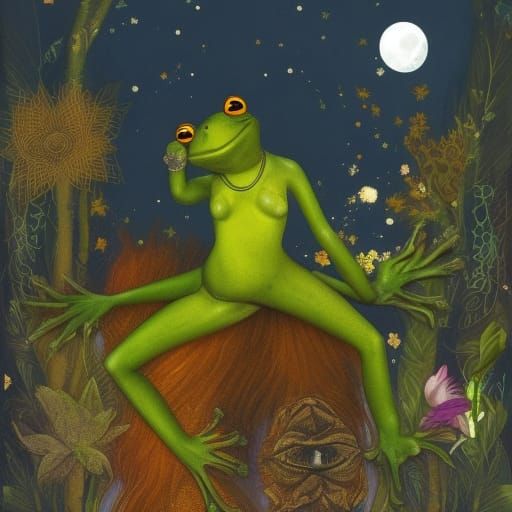 Botanical Frog Woman's Wild Swamp Dance