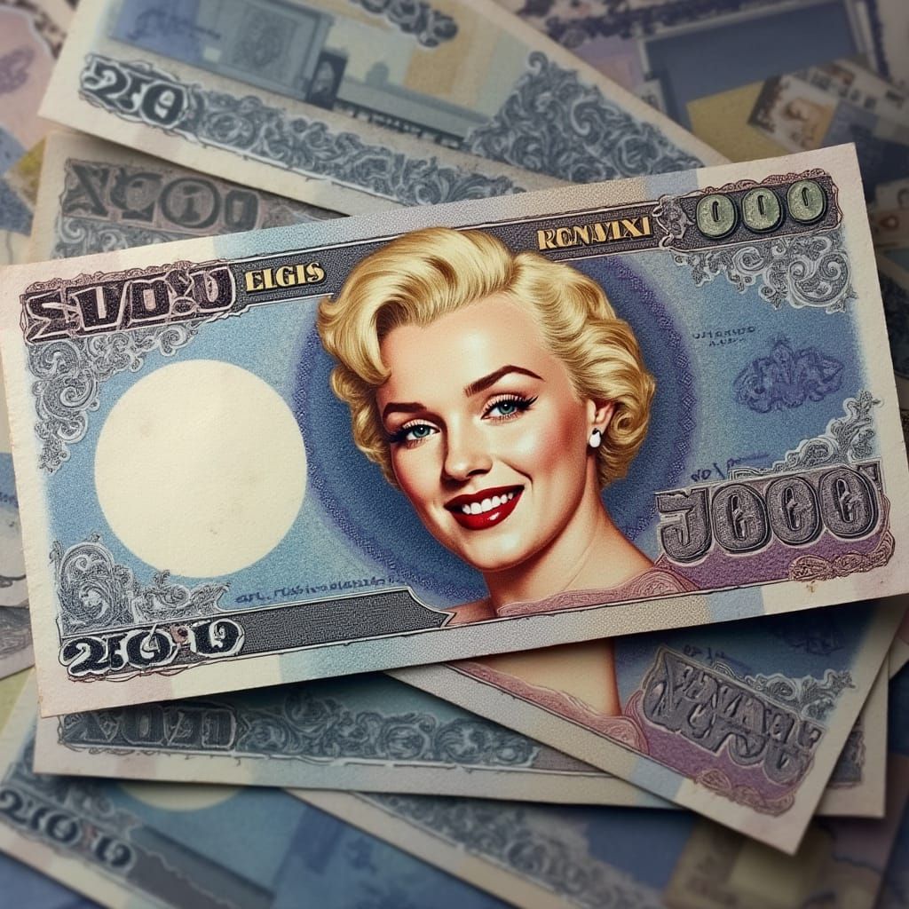 Luxurious 2000$ Banknote with Elegant Marilyn Monroe Portrai...