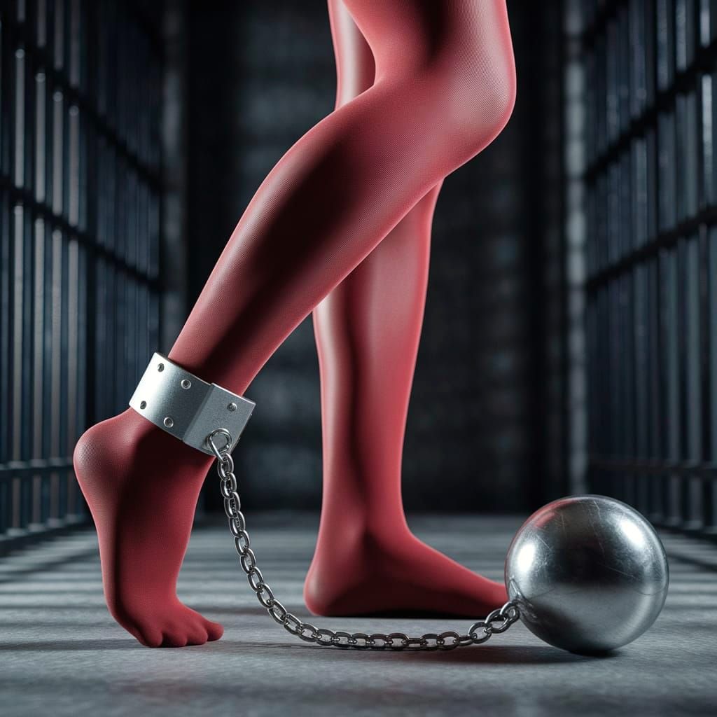Woman's Legs in Moody Prison Atmosphere with Red Tights and ...