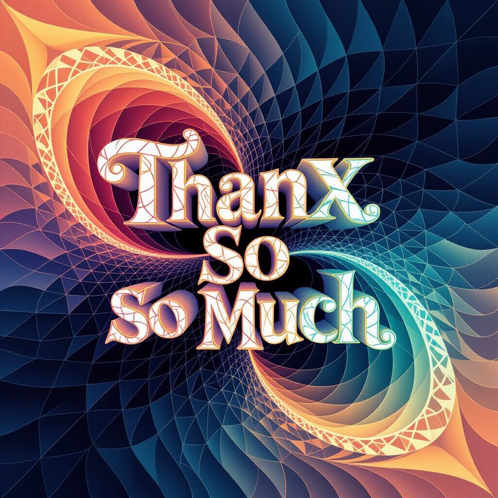 Abstract Fractal "THANX SO MUCH" with Wave Function Elements