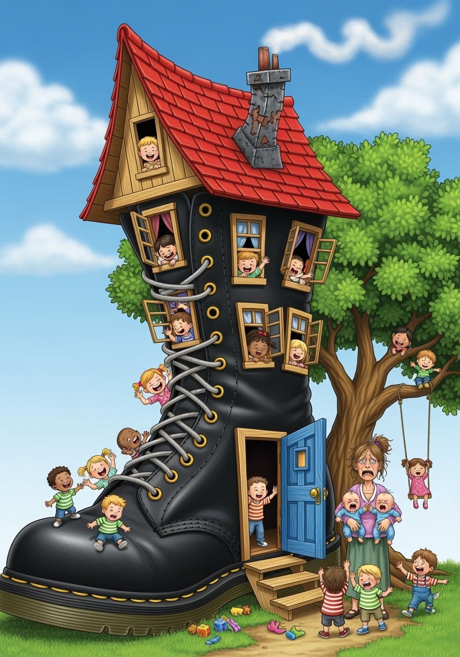 'Old' lady in the shoe and her horde of kids