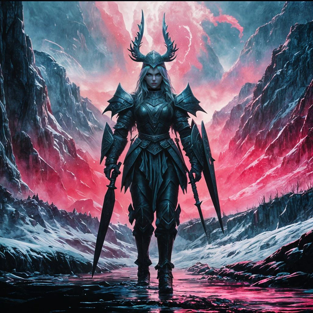 Viking Templar Warrior in Winter Battle Stance