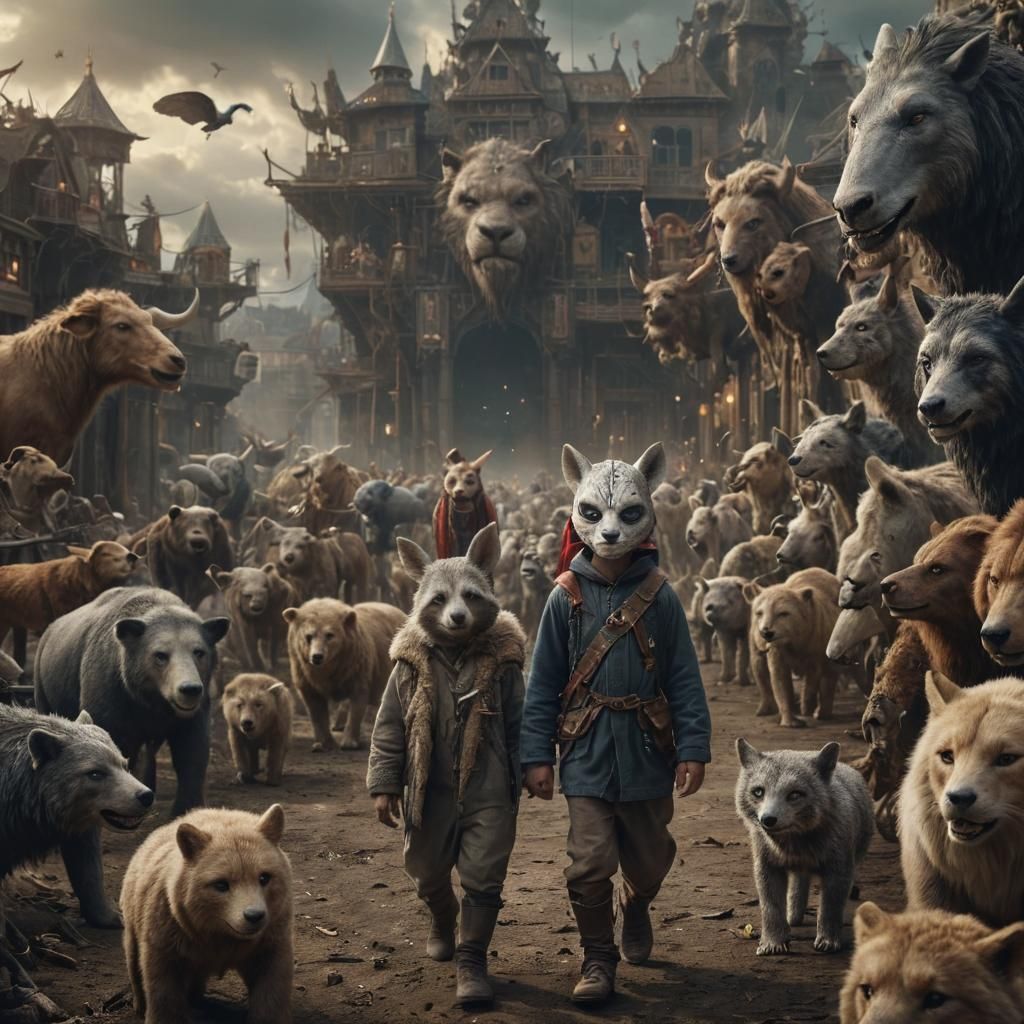 Cosmic Masks: A Fantasy Digital Matte Painting