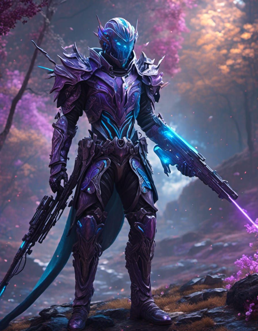 High Elf Sci-Fi Soldier in Cybernetic Armor