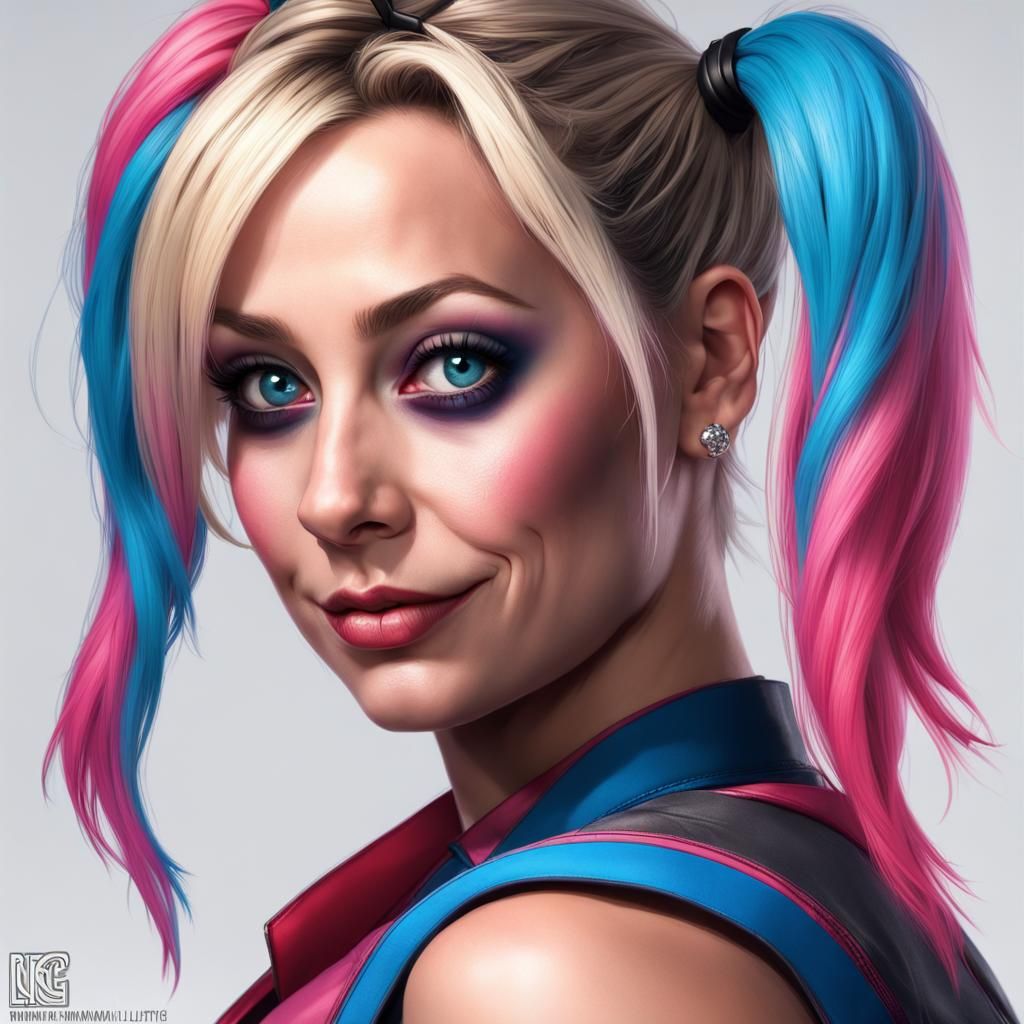 Kaley Cuoco as Harley Quinn: Hyperdetailed Portrait